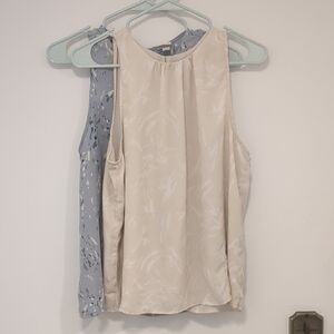 a new day Cream and Blue Tank Tops